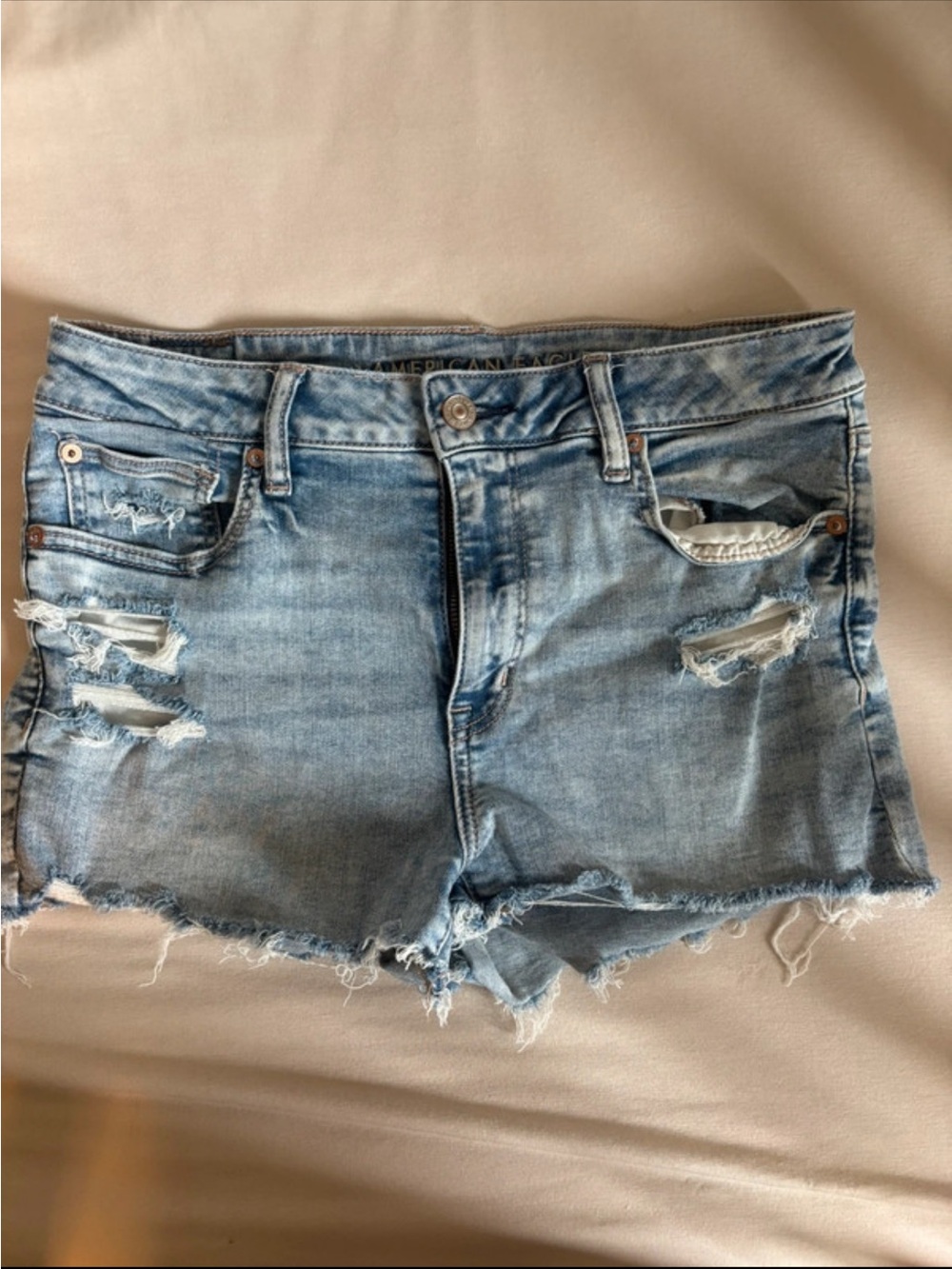American Eagle Outfitters Light Blue Distressed Denim Shorts